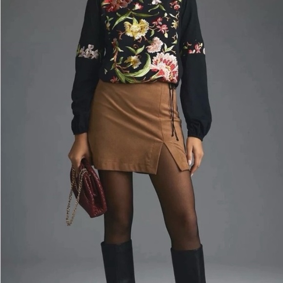 Anthropologie Tiny Floral Embroidered Black Top - Picture 2 of 11